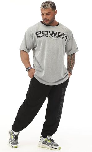 Men's Oversize Gym Fitness and Bodybuilding T-Shirt, Cotton O-Neck Lifestyle Top in Saudi Arabia