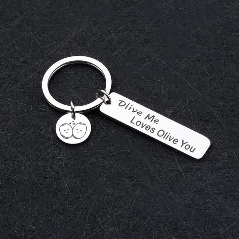 CENWA Funny Food Pun Gift Olive Me Love Olive You Keychain Valentines Day Gift Anniversary Day Jewelry in Saudi Arabia