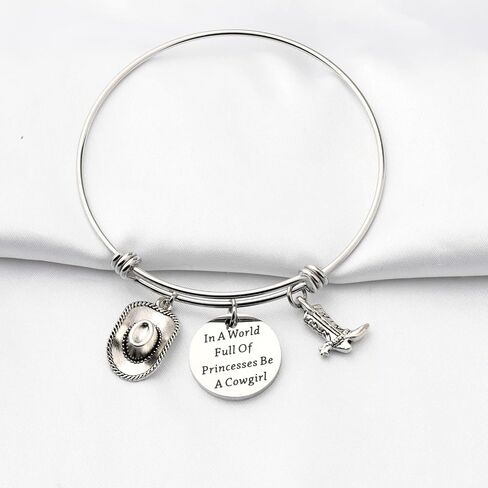 bobauna Cowgirl Boot Bracelet Country Western Jewelry In A World Full Of Princesses Be A Cowgirl Equestrian Gift in Saudi Arabia
