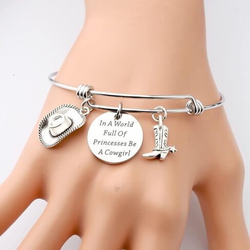 bobauna Cowgirl Boot Bracelet Country Western Jewelry In A World Full Of Princesses Be A Cowgirl Equestrian Gift in Saudi Arabia