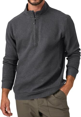 بلوفر رجالي من Karlywindow بسحاب ربع سنوي، رقبة وهمية، سترات كاجوال بأكمام طويلة للاستخدام الخارجي مع جيب بسحاب in Kuwait