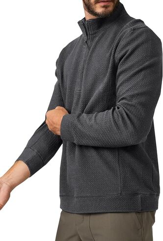 بلوفر رجالي من Karlywindow بسحاب ربع سنوي، رقبة وهمية، سترات كاجوال بأكمام طويلة للاستخدام الخارجي مع جيب بسحاب in Kuwait