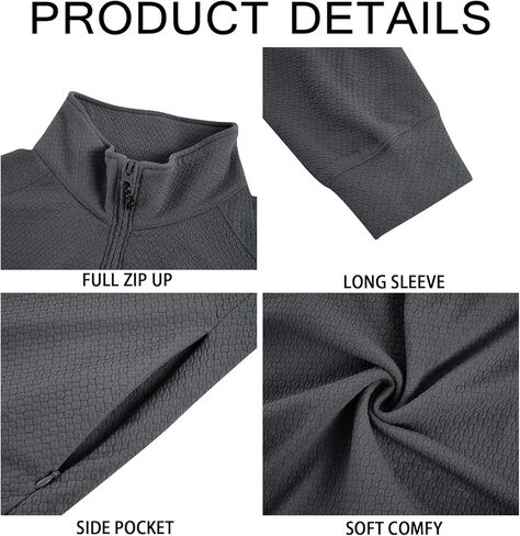 بلوفر رجالي من Karlywindow بسحاب ربع سنوي، رقبة وهمية، سترات كاجوال بأكمام طويلة للاستخدام الخارجي مع جيب بسحاب in Kuwait