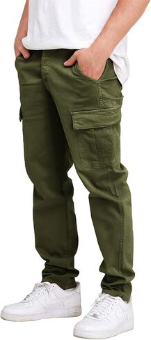 THWEI Cargo Pants for Men Casual Drawstring Joggers Cotton Work Sweatpants Multi Pockets in Kuwait