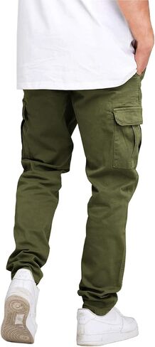 THWEI Cargo Pants for Men Casual Drawstring Joggers Cotton Work Sweatpants Multi Pockets in Kuwait