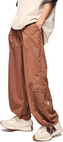 KGYA Men's Baggy Loose Fit Cargo Pants Oversized Drawstring Elastic Waistband Adjustable Cuffs Lightweight Streetwear in Kuwait