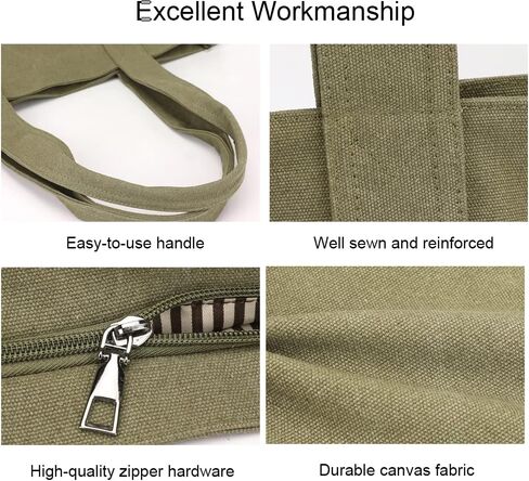 Canvas Tote Bag for Women A4 Large Capacity Handbag with Zipper Shoulder Hobo Bag for Shopping Travel Work in Saudi Arabia