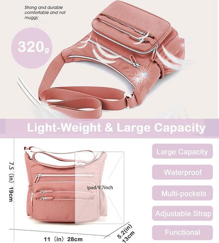 حقيبة يد كاجوال للنساء من COMELY Crossbody - حقيبة سفر خفيفة الوزن ومقاومة للماء ومتعددة الوظائف من النايلون in Kuwait