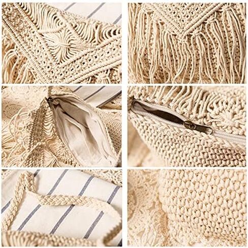 حقائب كتف منسوجة يدويًا من HALLWAYEE، وحقائب يد من الحبال القطنية المضفرة، وحقائب شاطئ من القش، وحقيبة يد Hobo Summer شرابات in Kuwait