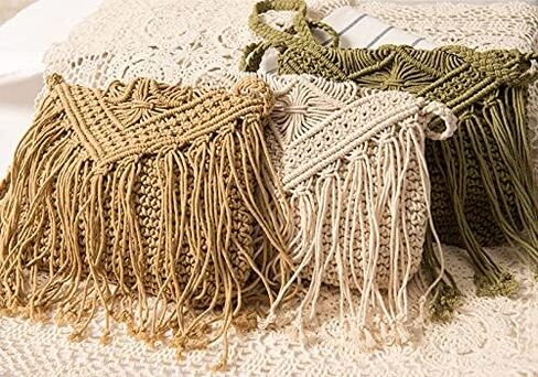 حقائب كتف منسوجة يدويًا من HALLWAYEE، وحقائب يد من الحبال القطنية المضفرة، وحقائب شاطئ من القش، وحقيبة يد Hobo Summer شرابات in Kuwait