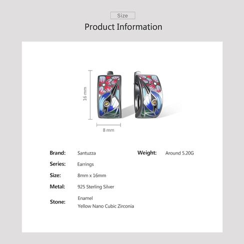 Santuzza 925 Sterling Silver Enamel Pattern Dangle Earrings in Saudi Arabia