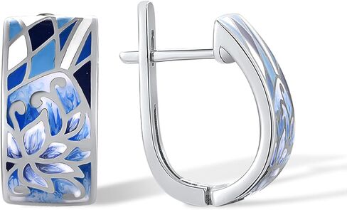Santuzza 925 Sterling Silver Enamel Pattern Dangle Earrings in Saudi Arabia