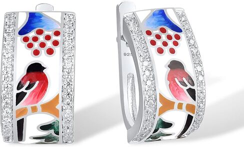 Santuzza 925 Sterling Silver Enamel Pattern Dangle Earrings in Saudi Arabia