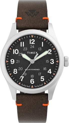 Timex Men's Expedition North Field Solar 36mm Watch - Brown Strap Black Dial Stainless Steel Case in Saudi Arabia