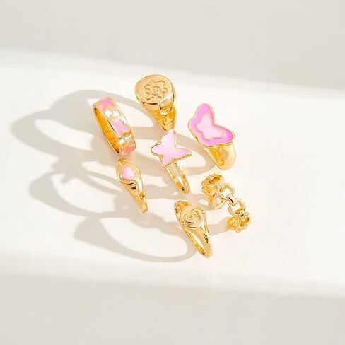 FUTIMELY Boho Gold Knuckle Rings Set for Women Girls,Vintage Stackable Joint Finger Ring Butterfly Heart Flower Hug Sparkling Crystals Ring Set Jewelry in Kuwait