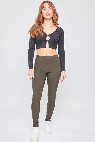 YMI Women's Junior Hyperstretch Button Skinny Cargo Jean in Saudi Arabia