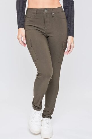 YMI Women's Junior Hyperstretch Button Skinny Cargo Jean in Saudi Arabia