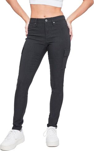 YMI Women's Junior Hyperstretch Button Skinny Cargo Jean in Saudi Arabia