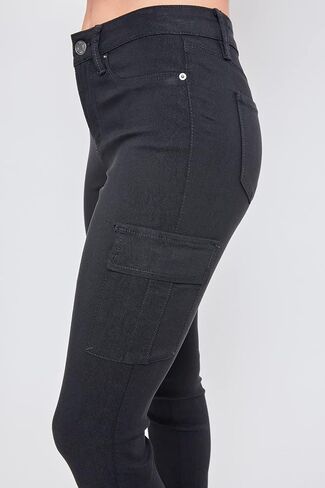 YMI Women's Junior Hyperstretch Button Skinny Cargo Jean in Saudi Arabia