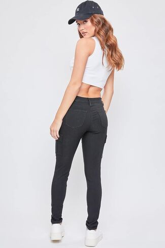 YMI Women's Junior Hyperstretch Button Skinny Cargo Jean in Saudi Arabia