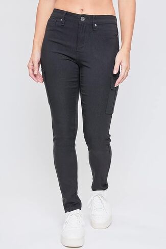 YMI Women's Junior Hyperstretch Button Skinny Cargo Jean in Saudi Arabia