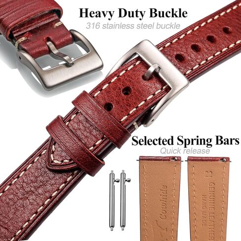 torbollo Leather Watch Band for Men Women, Soft Top Grain Quick Release Watch Strap 18 20 22mm Replacement Vintage Watch Wrap in Saudi Arabia