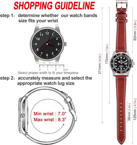 torbollo Leather Watch Band for Men Women, Soft Top Grain Quick Release Watch Strap 18 20 22mm Replacement Vintage Watch Wrap in Saudi Arabia