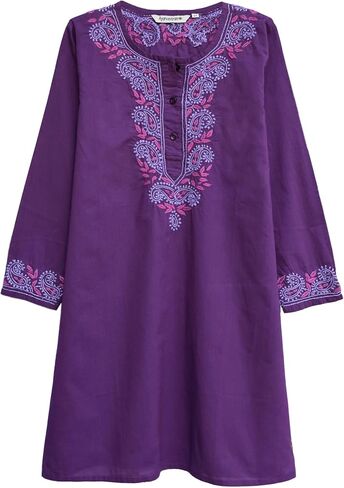 Pure Cotton Round Neck, Hand Embroidered Tunic, Top, Kurti, Blouse in Saudi Arabia