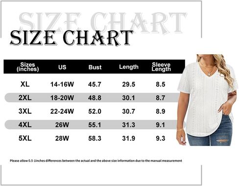 CARCOS Plus Size Tops for Women Short Sleeve Shirts Basic V Neck Summer Tshirts 2024 Casual Tunics XL-5XL in Saudi Arabia