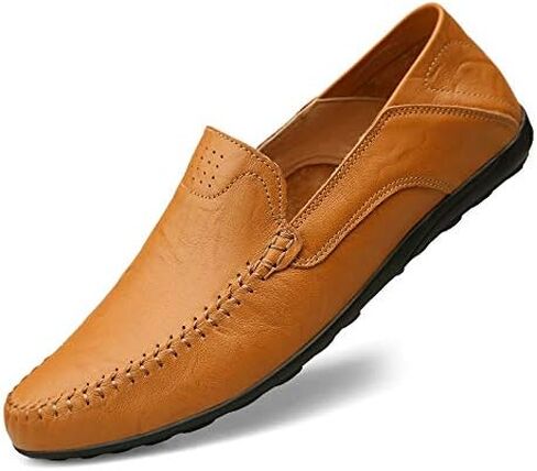 Men's Loafers Genuine Leather Flat Breathable Casual Shoes Handmade Slip On Driving Shoes Fashion Business Shoes in Saudi Arabia