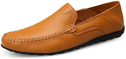 Men's Loafers Genuine Leather Flat Breathable Casual Shoes Handmade Slip On Driving Shoes Fashion Business Shoes in Saudi Arabia