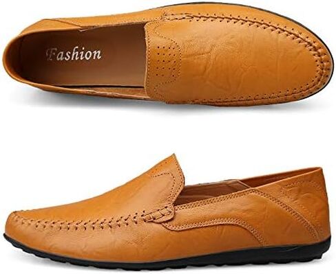 Men's Loafers Genuine Leather Flat Breathable Casual Shoes Handmade Slip On Driving Shoes Fashion Business Shoes in Saudi Arabia