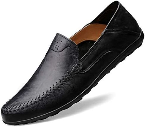Men's Loafers Genuine Leather Flat Breathable Casual Shoes Handmade Slip On Driving Shoes Fashion Business Shoes in Saudi Arabia