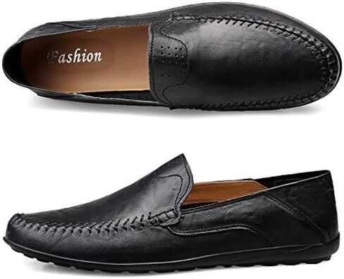 Men's Loafers Genuine Leather Flat Breathable Casual Shoes Handmade Slip On Driving Shoes Fashion Business Shoes in Saudi Arabia
