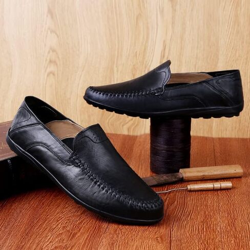 Men's Loafers Genuine Leather Flat Breathable Casual Shoes Handmade Slip On Driving Shoes Fashion Business Shoes in Saudi Arabia