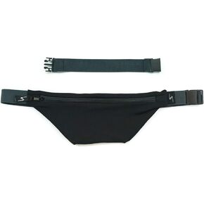 حزام Sprigs Fit 1 جيب نحيف للنساء والرجال، حقيبة خصر مقاومة للعرق يمكن إخفاؤها. حزام المال وحزمة فاني يستخدمان للياقة البدنية والسفر والتمرين والجري. (أسود أسود)