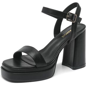 Amoji Women's 4 Inch Platform Chunky Heel Ankle Strap Block Heeled Sandals 311 in Kuwait