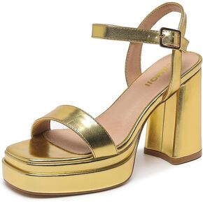 Amoji Women's 4 Inch Platform Chunky Heel Ankle Strap Block Heeled Sandals 311 in Kuwait