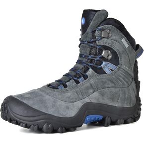 أحذية XPETI للرجال من الجلد متوسطة الارتفاع وخفيفة الوزن للمشي لمسافات طويلة معزولة وغير قابلة للانزلاق في الهواء الطلق in Kuwait