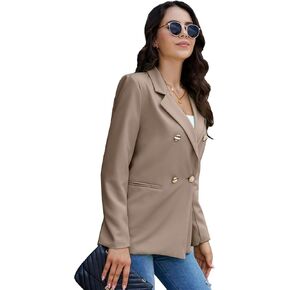 Blazers for Women Business Casual Suit Jackets, Long Sleeve Gold Button Lightweight Work Office Outfits with Pockets