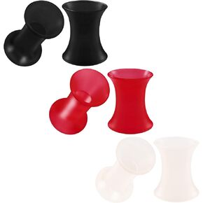 BIG GAUGES 3 Pairs Silicone Black Thin Double Flared flesh Tunnel Saddle Piercing Red Jewelry Stretcher Ear Plugs Skin Earring Lobe in Kuwait