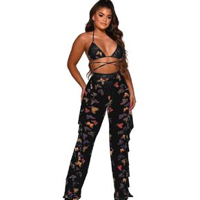 ECHOINE Women's Jumpsuit Beach Swimsuit Mesh Cover Up See Through Two Piece Outfits Clubwear with Briefs in Kuwait