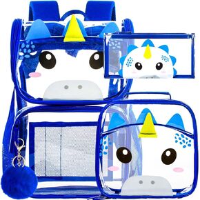 UFNDC 3PCS Clear Backpack for Girls and Boys, Unicorn Cat Transparent Bookbag, See Through School Bag for Kids Elementary in Kuwait