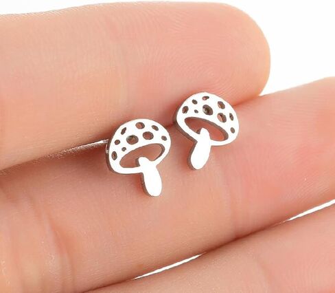 Cute Mushroom Stud Earrings for Women Teen Girls Stainless Steel Cartilage Piercing Small Studs Earring Minimalist Jewelry Gifts Birthday in Saudi Arabia