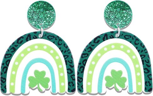 St Patrick's Day Earrings Green Acrylic Clover Earrings for Women Girls Cute St Patrick's Day Accessories in Saudi Arabia