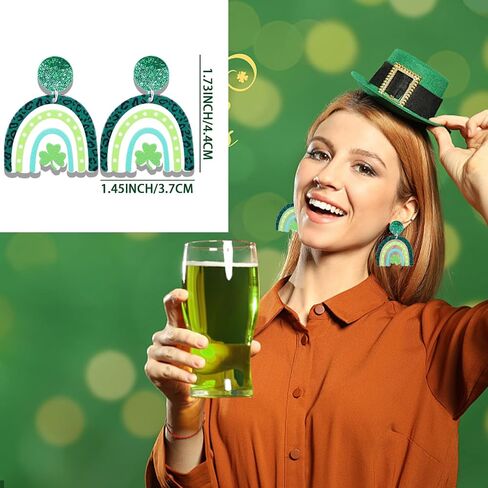 St Patrick's Day Earrings Green Acrylic Clover Earrings for Women Girls Cute St Patrick's Day Accessories in Saudi Arabia