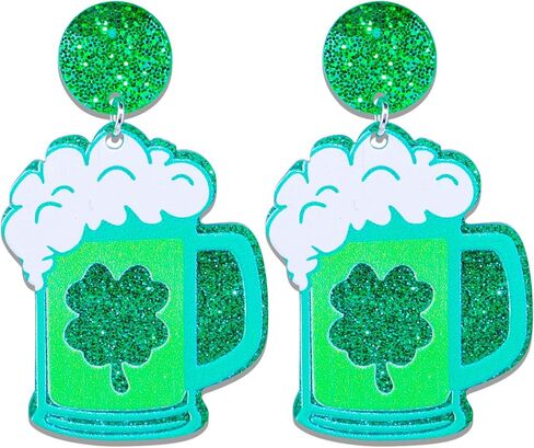 St Patrick's Day Earrings Green Acrylic Clover Earrings for Women Girls Cute St Patrick's Day Accessories in Saudi Arabia