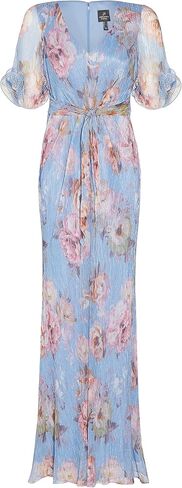 Adrianna Papell womens Print Metallic Crinkle Gown Special Occasion Dress, Clearwater Multi, 8 US in Saudi Arabia