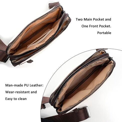 Belt Bag for Women, Mini Everywhere Crossbody Waist Bag Adjustable Strap, Vegan Leather Women's Fanny Pack (Light Brown) in Saudi Arabia