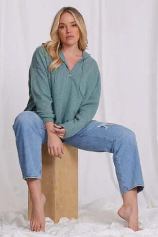 Minnie Rose Womens Cashmere Oversize Zip Hoodie in Saudi Arabia
